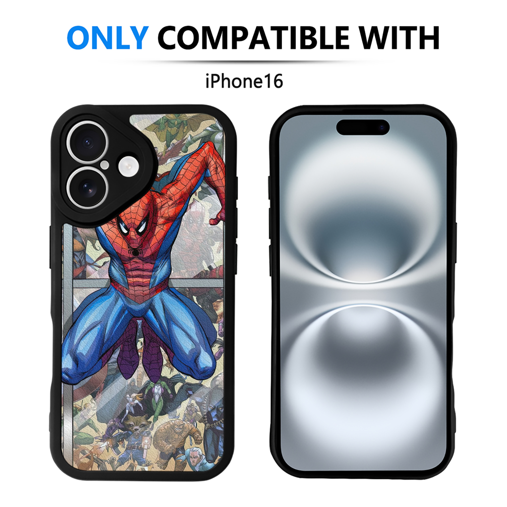 （画像用） Spider Man スパイダーマン 【iPhone 16シリーズ対応】シリコンスマホケース（レザー調） 材質：シリコン